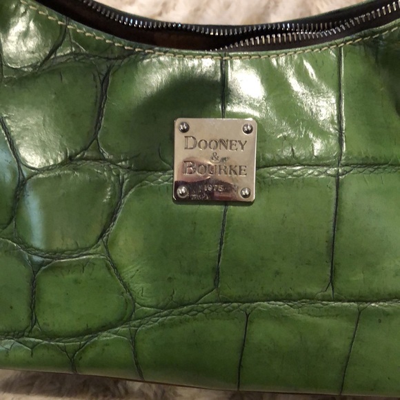 DOONEY & BOURKE Green Croc Embossed Leather Hobo Shoulder Bag Top Zip Closure - Picture 14 of 15